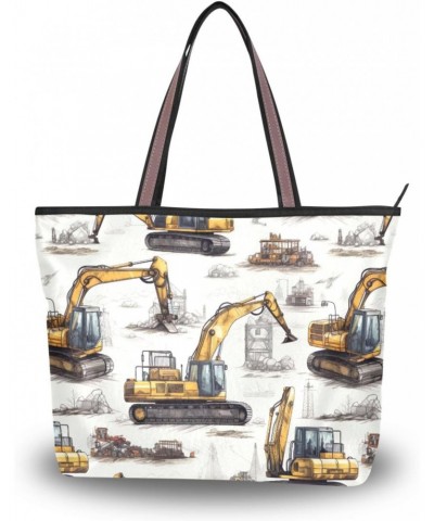 Women Tote Bags Yellow Excavator Top Handle Satchel Handbags Shoulder Bag for Shopping 20850236 $9.45 Totes