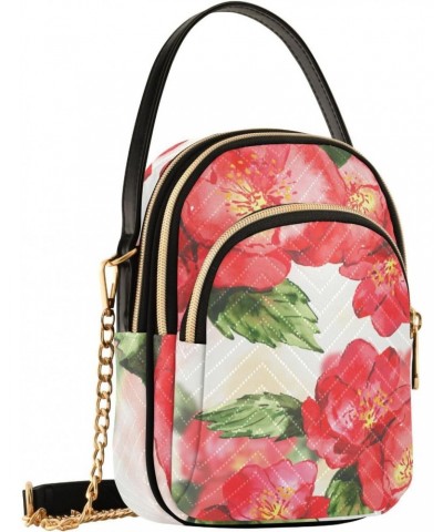 Small Crossbody Bags for Women Trendy Red Camellia Flower Travel Sling Bag Women's Crossbody Handbags Satchel Bags $11.96 Sat...