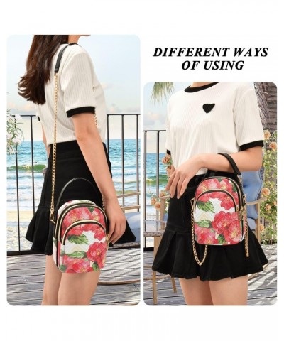 Small Crossbody Bags for Women Trendy Red Camellia Flower Travel Sling Bag Women's Crossbody Handbags Satchel Bags $11.96 Sat...