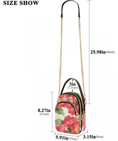 Small Crossbody Bags for Women Trendy Red Camellia Flower Travel Sling Bag Women's Crossbody Handbags Satchel Bags $11.96 Sat...