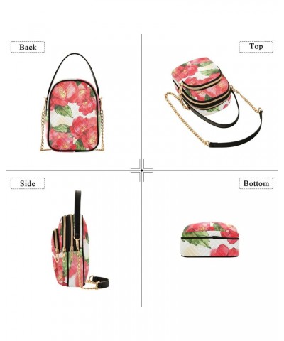 Small Crossbody Bags for Women Trendy Red Camellia Flower Travel Sling Bag Women's Crossbody Handbags Satchel Bags $11.96 Sat...