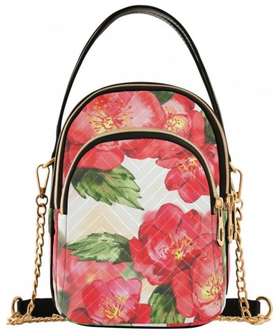 Small Crossbody Bags for Women Trendy Red Camellia Flower Travel Sling Bag Women's Crossbody Handbags Satchel Bags $11.96 Sat...