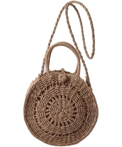 Women's Straw Shoulder Bag Woven Crossbody Bag Top Handle Satchel Handbag Casual Beach Tote Purse Summer Rattan Bag Khaki $15...