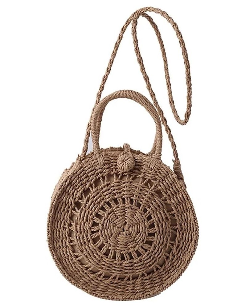 Women's Straw Shoulder Bag Woven Crossbody Bag Top Handle Satchel Handbag Casual Beach Tote Purse Summer Rattan Bag Khaki $15...