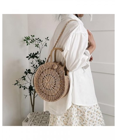 Women's Straw Shoulder Bag Woven Crossbody Bag Top Handle Satchel Handbag Casual Beach Tote Purse Summer Rattan Bag Khaki $15...