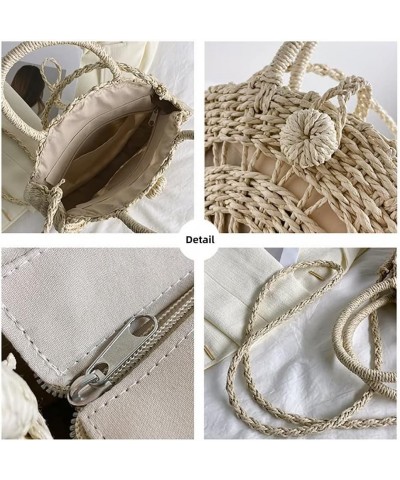 Women's Straw Shoulder Bag Woven Crossbody Bag Top Handle Satchel Handbag Casual Beach Tote Purse Summer Rattan Bag Khaki $15...