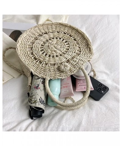 Women's Straw Shoulder Bag Woven Crossbody Bag Top Handle Satchel Handbag Casual Beach Tote Purse Summer Rattan Bag Khaki $15...