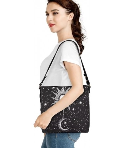 Women Cuties French Bulldog Leather Handbag Reusable Tote Bag Moon Stars $24.96 Shoulder Bags