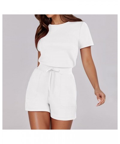 Sexy Jumpsuit for Women for Club Jumpsuit With 4 Pockets Work Appropriate Jumpsuits Women White 2➤➤ Womens Rompers 2024 Summe...