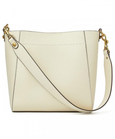 Leather Bucket Tote Bag For Women Medium Hobo Shoulder Purse And Handbags (4-Off White) $44.54 Hobo Bags