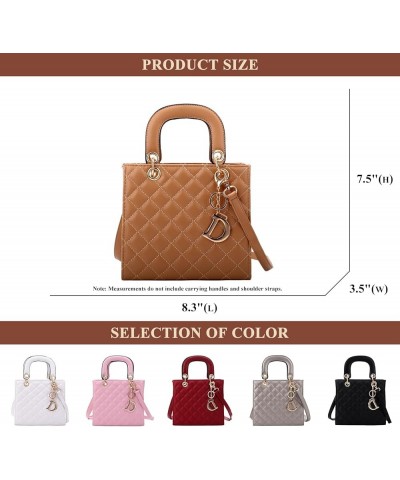 Faux Leather Handbag for Women Stylish Quilted Design Square Bag Tote Classic Work Satchel Ladies Casual Shoulder Bag Pink $2...