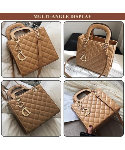 Faux Leather Handbag for Women Stylish Quilted Design Square Bag Tote Classic Work Satchel Ladies Casual Shoulder Bag Pink $2...