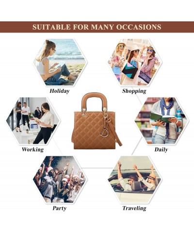 Faux Leather Handbag for Women Stylish Quilted Design Square Bag Tote Classic Work Satchel Ladies Casual Shoulder Bag Pink $2...