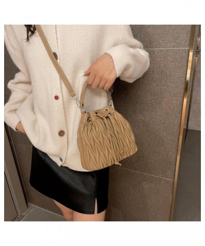 Drawstring Bucket Cross body Bags for Women Handbags Purses Designer Soft Vegan Leather Shoulder Bags Z-khaki $11.95 Shoulder...