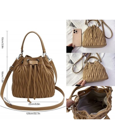 Drawstring Bucket Cross body Bags for Women Handbags Purses Designer Soft Vegan Leather Shoulder Bags Z-khaki $11.95 Shoulder...