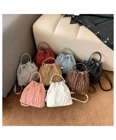 Drawstring Bucket Cross body Bags for Women Handbags Purses Designer Soft Vegan Leather Shoulder Bags Z-khaki $11.95 Shoulder...