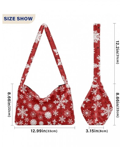 Christmas Women Boho Handbag Cute Snowflake White Red Black Underarm Bag Tote Bag Shoulder Bag Crossbody Bag Fluffy Cell Phon...