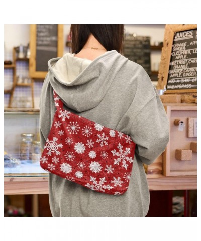 Christmas Women Boho Handbag Cute Snowflake White Red Black Underarm Bag Tote Bag Shoulder Bag Crossbody Bag Fluffy Cell Phon...