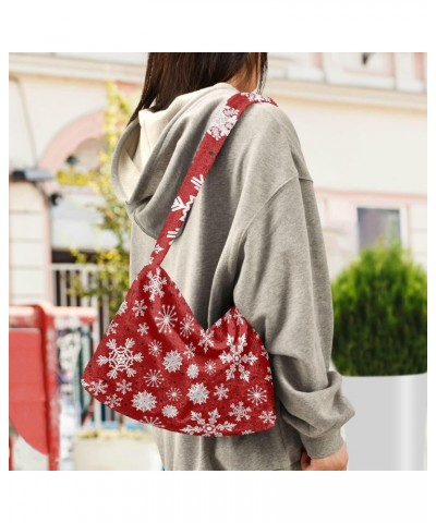 Christmas Women Boho Handbag Cute Snowflake White Red Black Underarm Bag Tote Bag Shoulder Bag Crossbody Bag Fluffy Cell Phon...