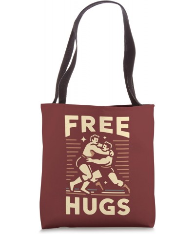 Classic Wrestler Quote Funny Free Hugs Fighting Wrestling Tote Bag $12.60 Totes