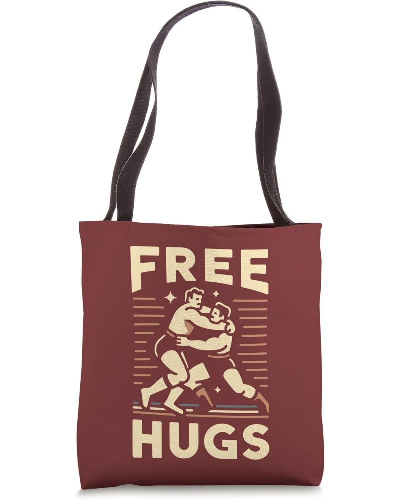 Classic Wrestler Quote Funny Free Hugs Fighting Wrestling Tote Bag $12.60 Totes