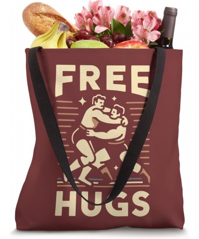 Classic Wrestler Quote Funny Free Hugs Fighting Wrestling Tote Bag $12.60 Totes