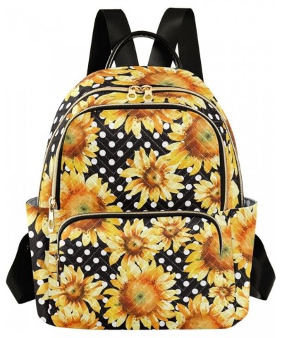 Sunflowers Watercolor Mini Backpack Purse for Women, Polka Dot Travel Backpack Fashion Backpack Handbag Shoulder Bag Small Ca...