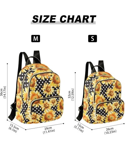 Sunflowers Watercolor Mini Backpack Purse for Women, Polka Dot Travel Backpack Fashion Backpack Handbag Shoulder Bag Small Ca...