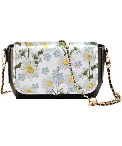 Chamomiles Flower Side Purse Crossbody for Women Beauty Side Bags with Credit Card Slots Mini Purse $22.79 Crossbody Bags