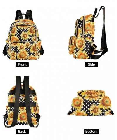 Sunflowers Watercolor Mini Backpack Purse for Women, Polka Dot Travel Backpack Fashion Backpack Handbag Shoulder Bag Small Ca...