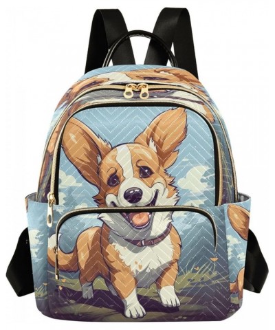 Corgi Dog Forest Quilted Backpack for Women Shoulder Bags Purses Travel Bag for Daily Nurse Work M Medium $17.04 Backpacks