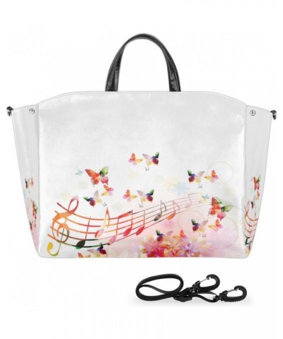 Music Notes Butterfly Large Tote Bag for Women Travel Should Bag Big Oversized Totes Waterproof Crossbody Tote Bag with Adjus...