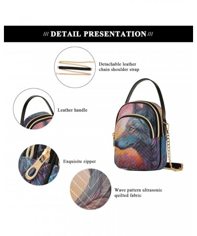 Painting Magical Wolf Crossbody Shoulder Bags for Women, Compact Fashion Sling Bag with Chain Strap Top handle for Evening Pa...