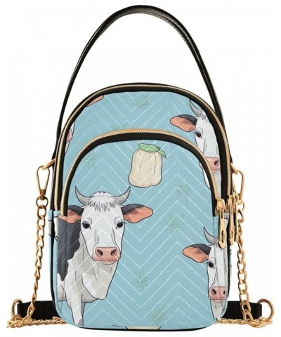 Cute with Two Cows on a Blue Women's Crossbody Bag, Removable Strap Crossbody Bag, Crossbody Shoulder Bags for Women Cute Wit...