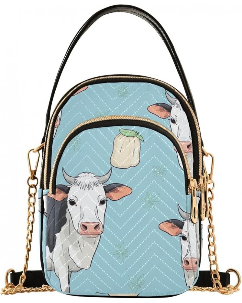 Cute with Two Cows on a Blue Women's Crossbody Bag, Removable Strap Crossbody Bag, Crossbody Shoulder Bags for Women Cute Wit...