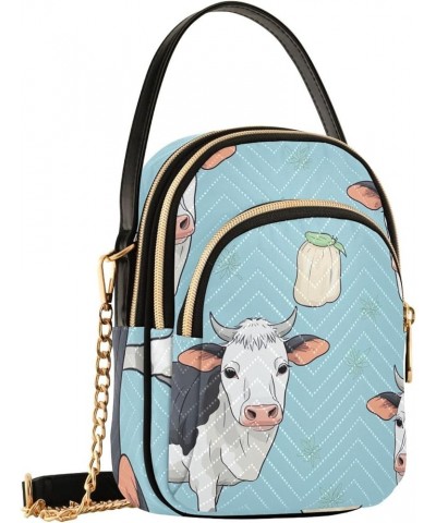 Cute with Two Cows on a Blue Women's Crossbody Bag, Removable Strap Crossbody Bag, Crossbody Shoulder Bags for Women Cute Wit...