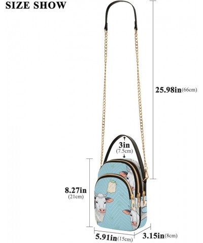 Cute with Two Cows on a Blue Women's Crossbody Bag, Removable Strap Crossbody Bag, Crossbody Shoulder Bags for Women Cute Wit...