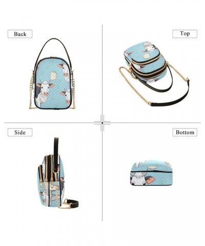 Cute with Two Cows on a Blue Women's Crossbody Bag, Removable Strap Crossbody Bag, Crossbody Shoulder Bags for Women Cute Wit...