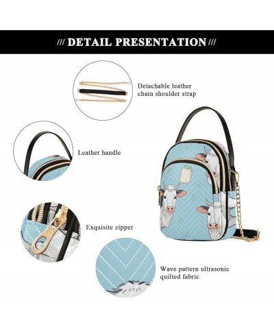 Cute with Two Cows on a Blue Women's Crossbody Bag, Removable Strap Crossbody Bag, Crossbody Shoulder Bags for Women Cute Wit...