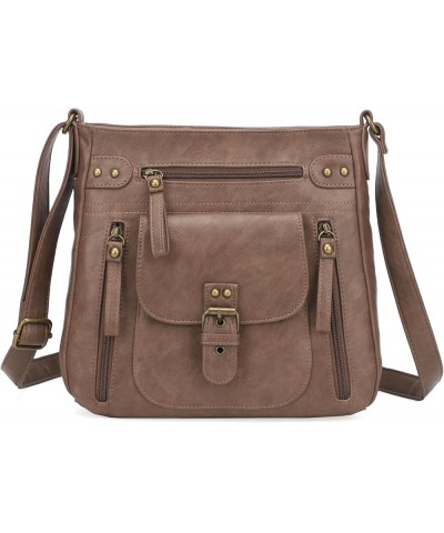 Crossbody Bags for Women, Multi Pocket Shoulder Bags, Medium PU Leather Cross Body Purses Light Brown-bh $22.13 Crossbody Bags