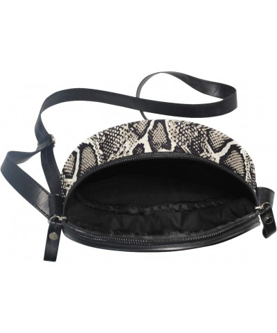 Snake Skin Animal Pattern Crossbody Bag Small Canvas Shoulder Round Bag for Women $9.50 Shoulder Bags