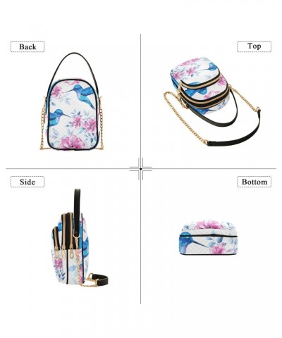 Cell Phone Purse Watercolor Blue Hummingbird Pink Blossom Crossbody Handbag Durable Shoulder Bag Sturdy Travel Pouch Compact ...