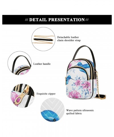 Cell Phone Purse Watercolor Blue Hummingbird Pink Blossom Crossbody Handbag Durable Shoulder Bag Sturdy Travel Pouch Compact ...