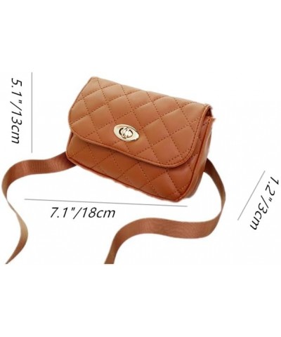 Fashionable and versatile, diamond grid lock buckle, casual single shoulder crossbody small square bag, Light Brown $18.37 Totes