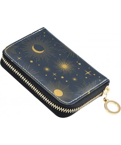 RFID Credit Card Holder Stars and Planets Leather With Zipper Card Case Wallet for Women Girls $11.01 Wallets