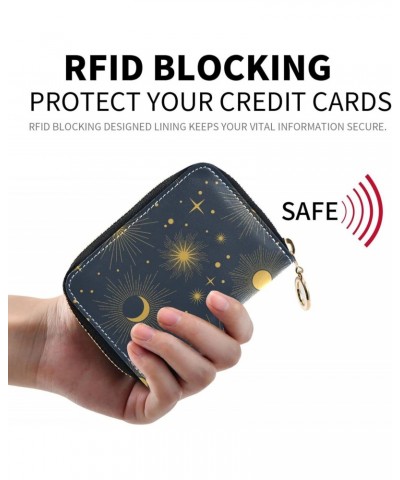 RFID Credit Card Holder Stars and Planets Leather With Zipper Card Case Wallet for Women Girls $11.01 Wallets