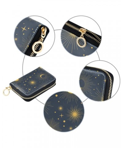 RFID Credit Card Holder Stars and Planets Leather With Zipper Card Case Wallet for Women Girls $11.01 Wallets