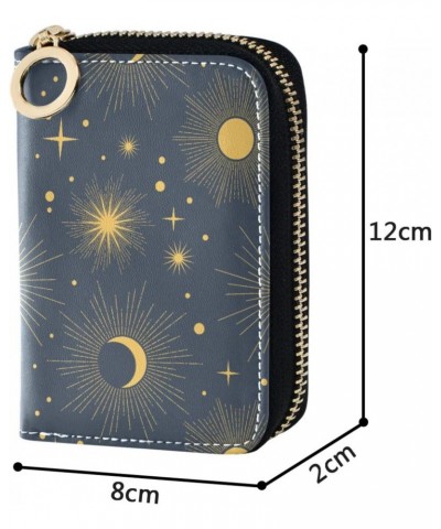 RFID Credit Card Holder Stars and Planets Leather With Zipper Card Case Wallet for Women Girls $11.01 Wallets