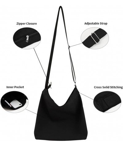 Customize Canvas Hobo Bag, Shoulder Bag with Logo, Retro Handbag Crossbody Bag Black $10.81 Totes