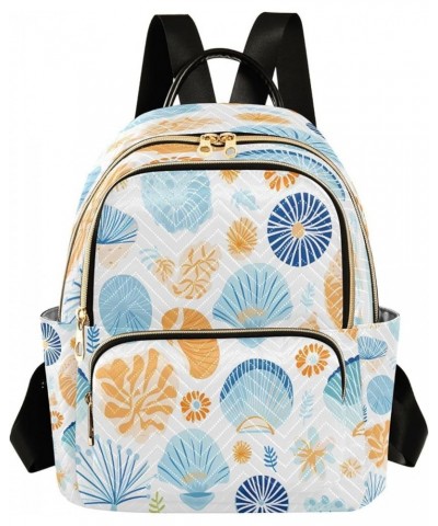 Beautiful Seashell Leaf Blossom Women Backpack Purse Ladies Fashion Shoulder Bag Daypack Travel Bag 10L Medium $15.40 Backpacks